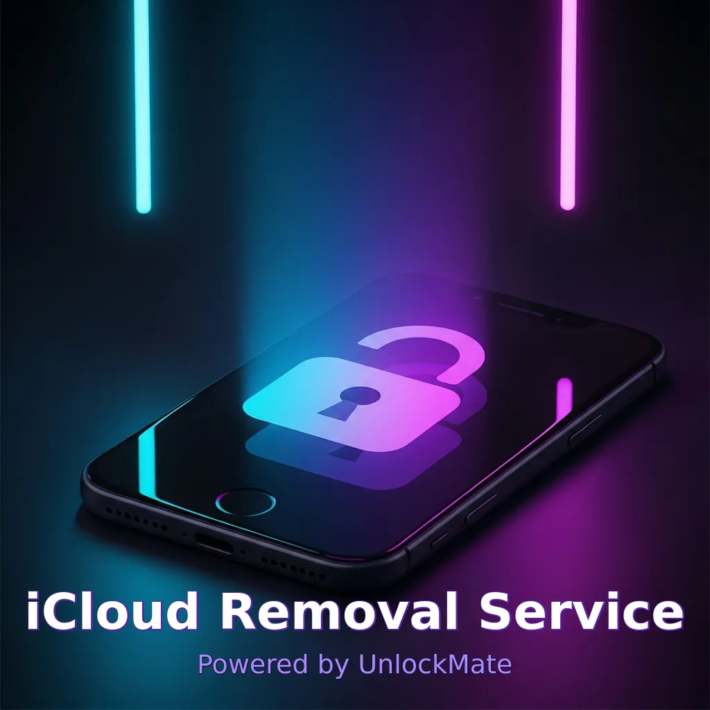 iPhone with neon iCloud unlock graphic